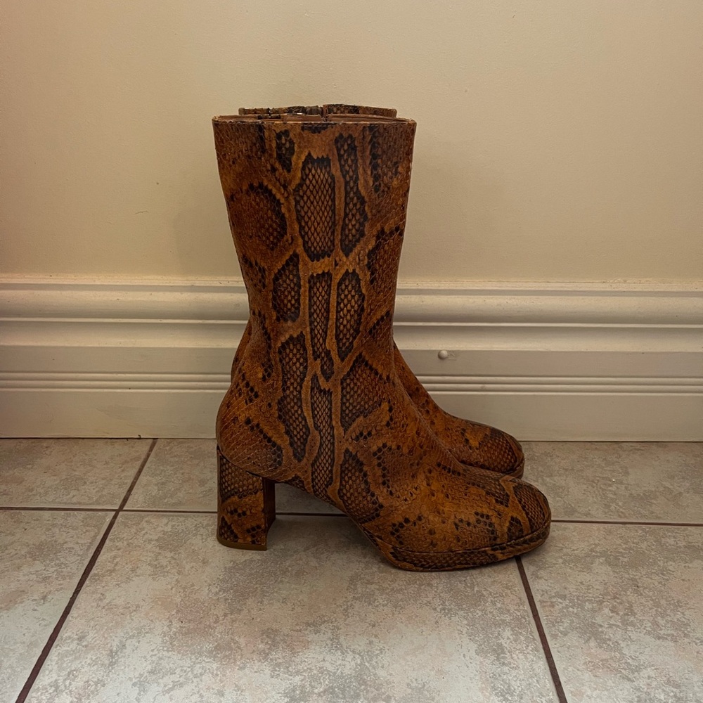 Miista Platform Snake Print Boots